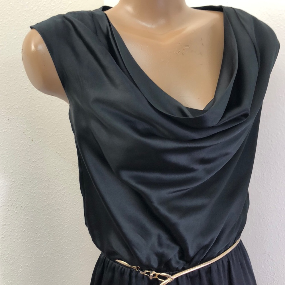 Silky Jewel Neckline Mini Black Dress  XXS - Picture 3 of 8